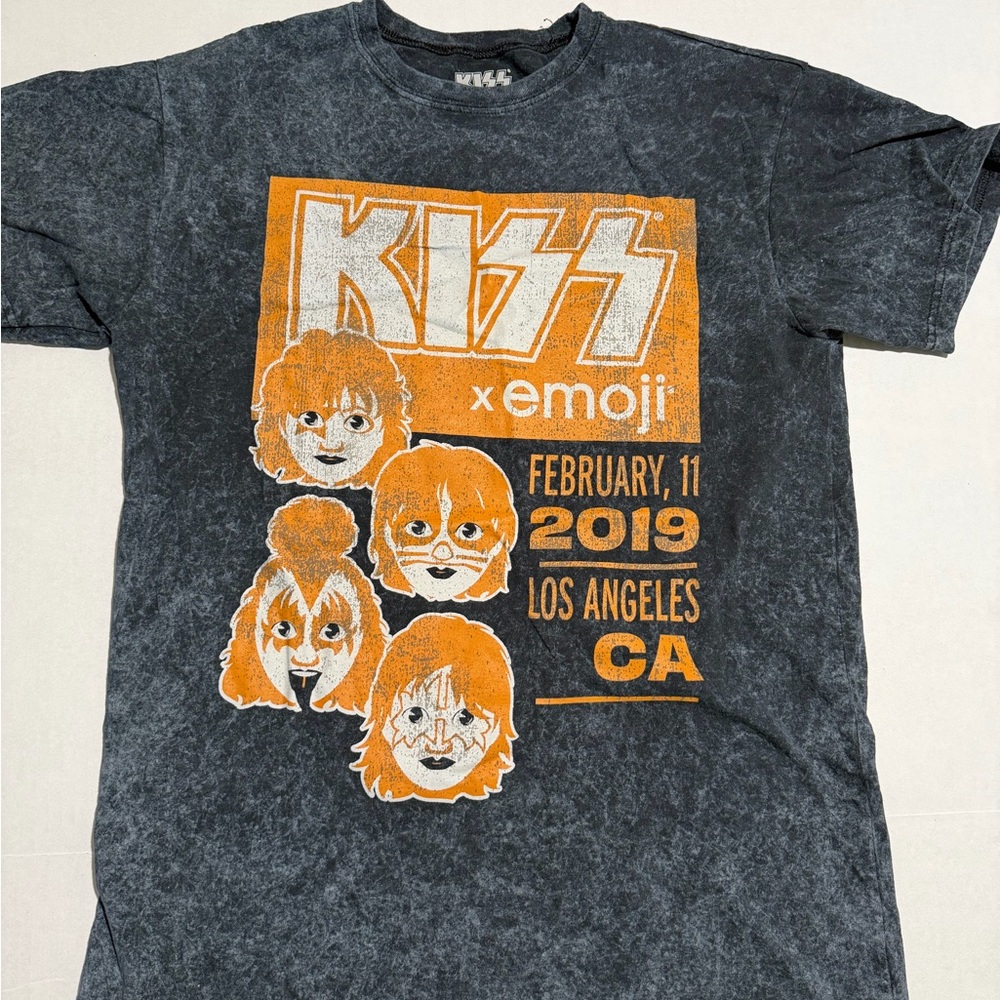 KISS x emoji‎ 2019 marbled grey Concert tee, men's medium t-shirt